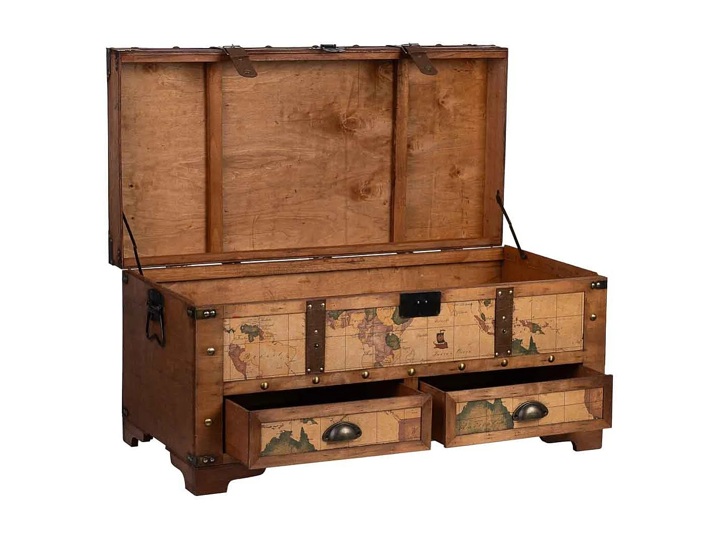 Baúl de madera marrón90x45x45.5