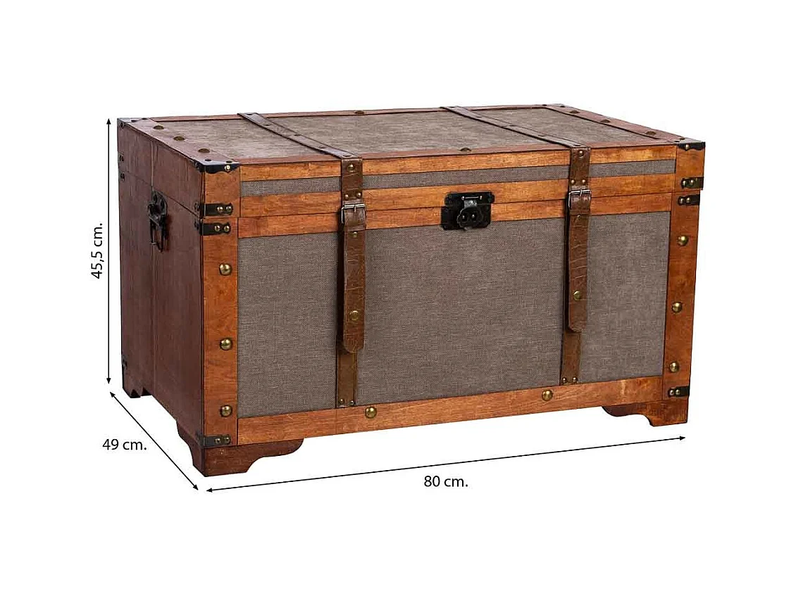 Coffre en bois marron 80x49x45,5