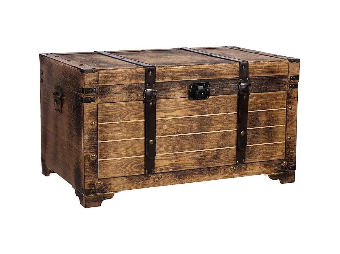 Baúl de madera marrón 80x49x45.5h cm