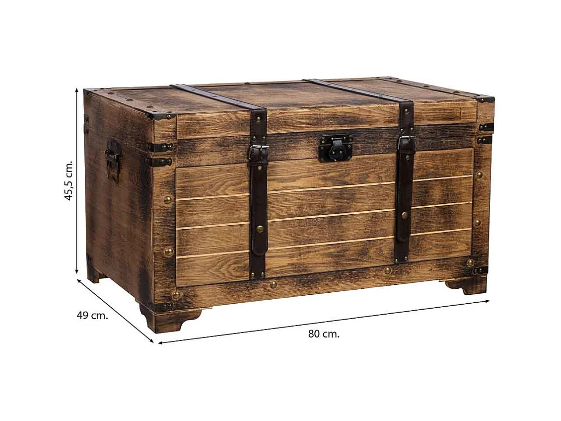 Baúl de madera marrón 80x49x45.5h cm