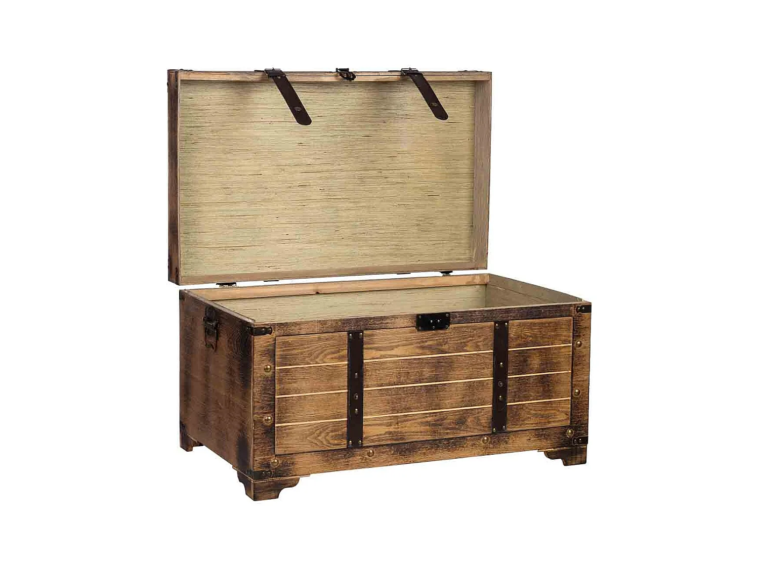 Baúl de madera marrón 80x49x45.5h cm