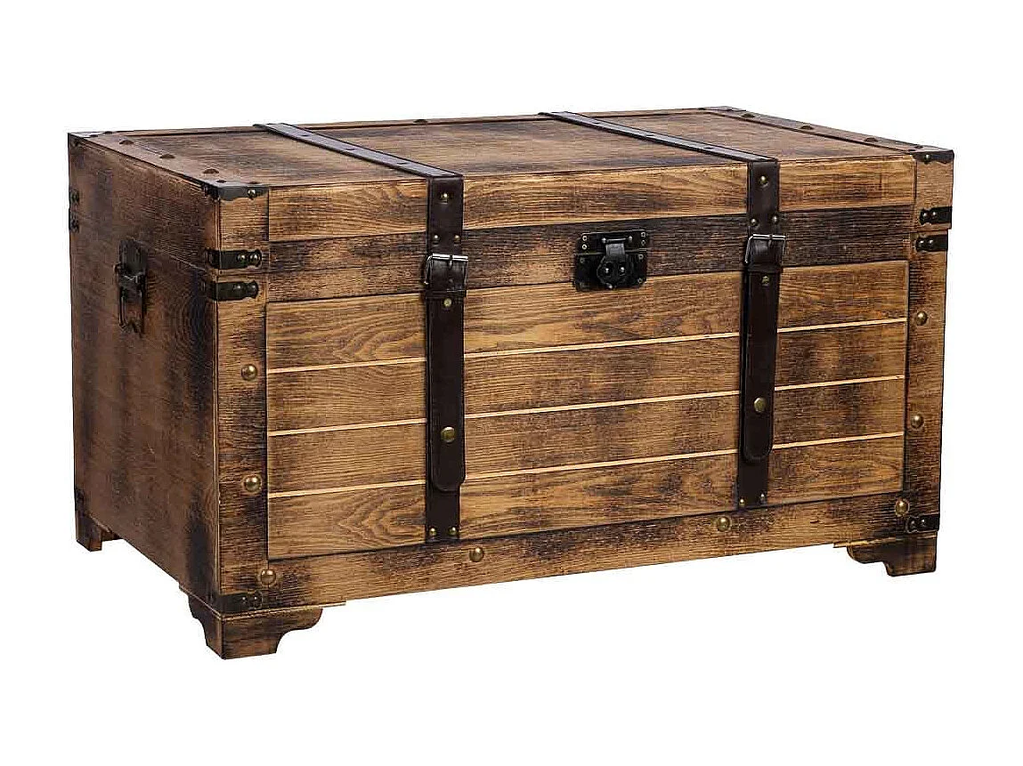 Baúl de madera marrón 80x49x45.5h cm