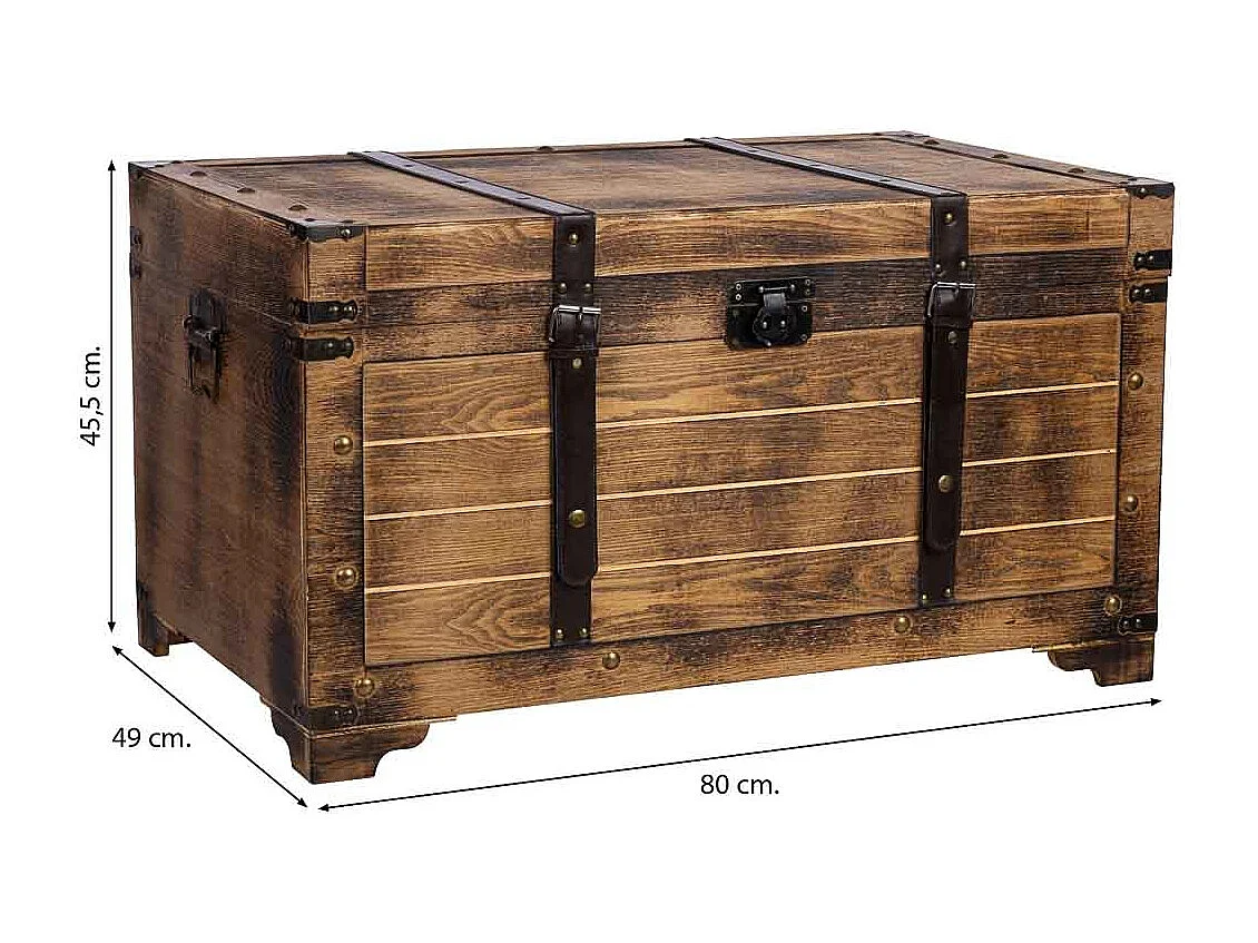 Baúl de madera marrón 80x49x45.5h cm
