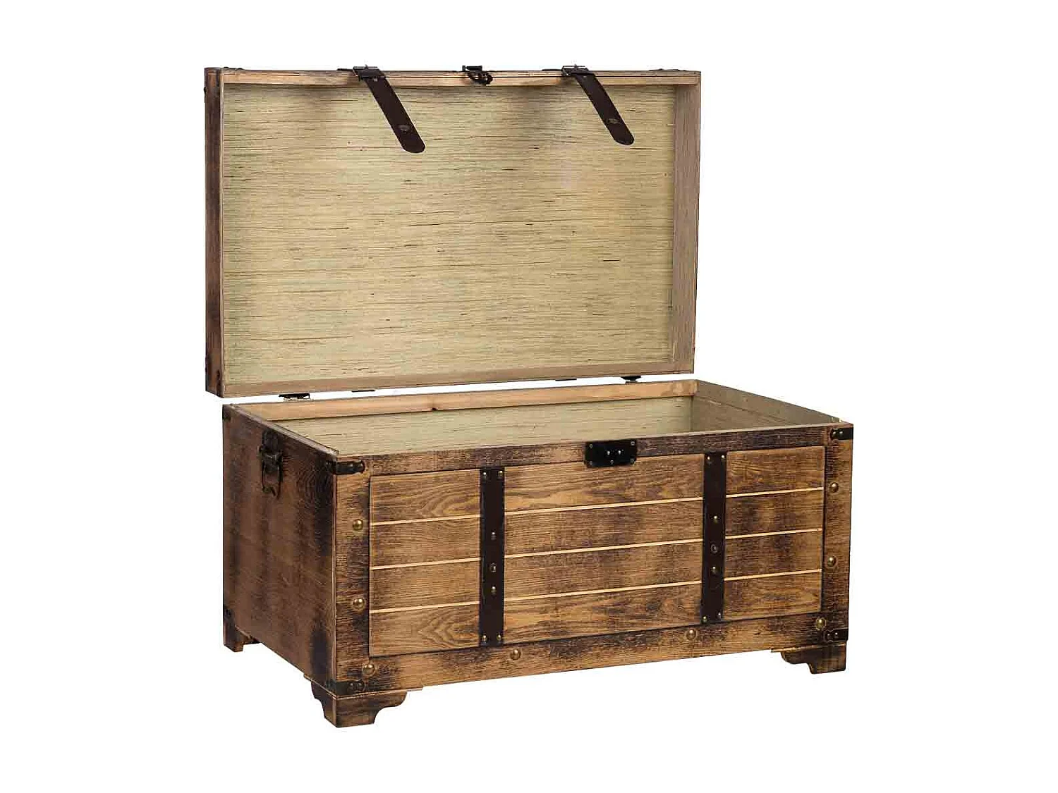 Baúl de madera marrón 80x49x45.5h cm