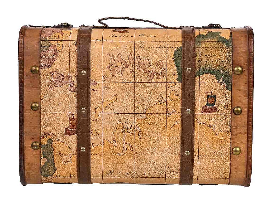 Maleta de madera marrón 43x30x17h cm