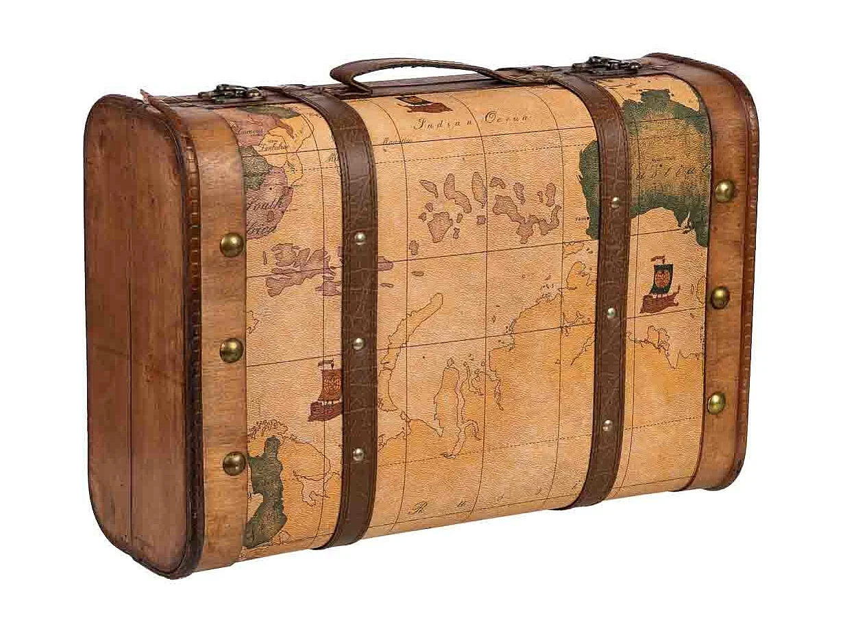 Maleta de madera marrón 43x30x17h cm