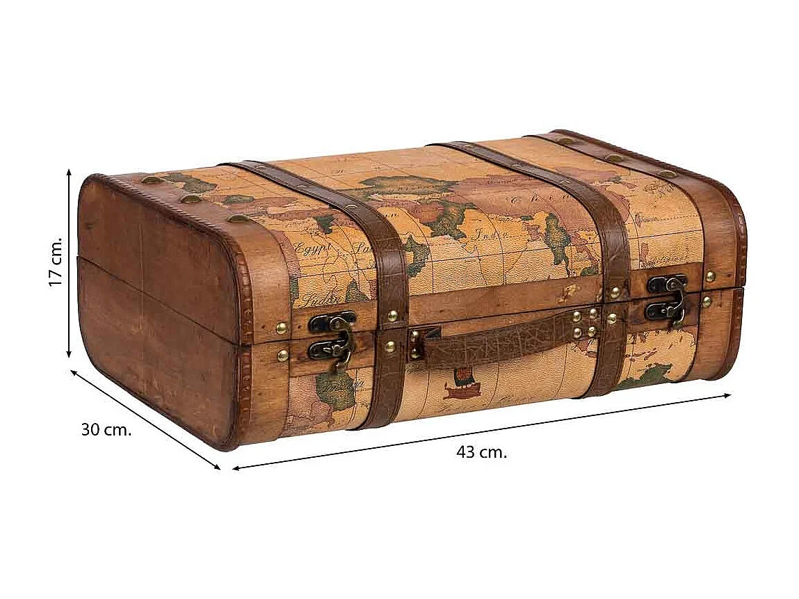 Maleta de madera marrón 43x30x17h cm