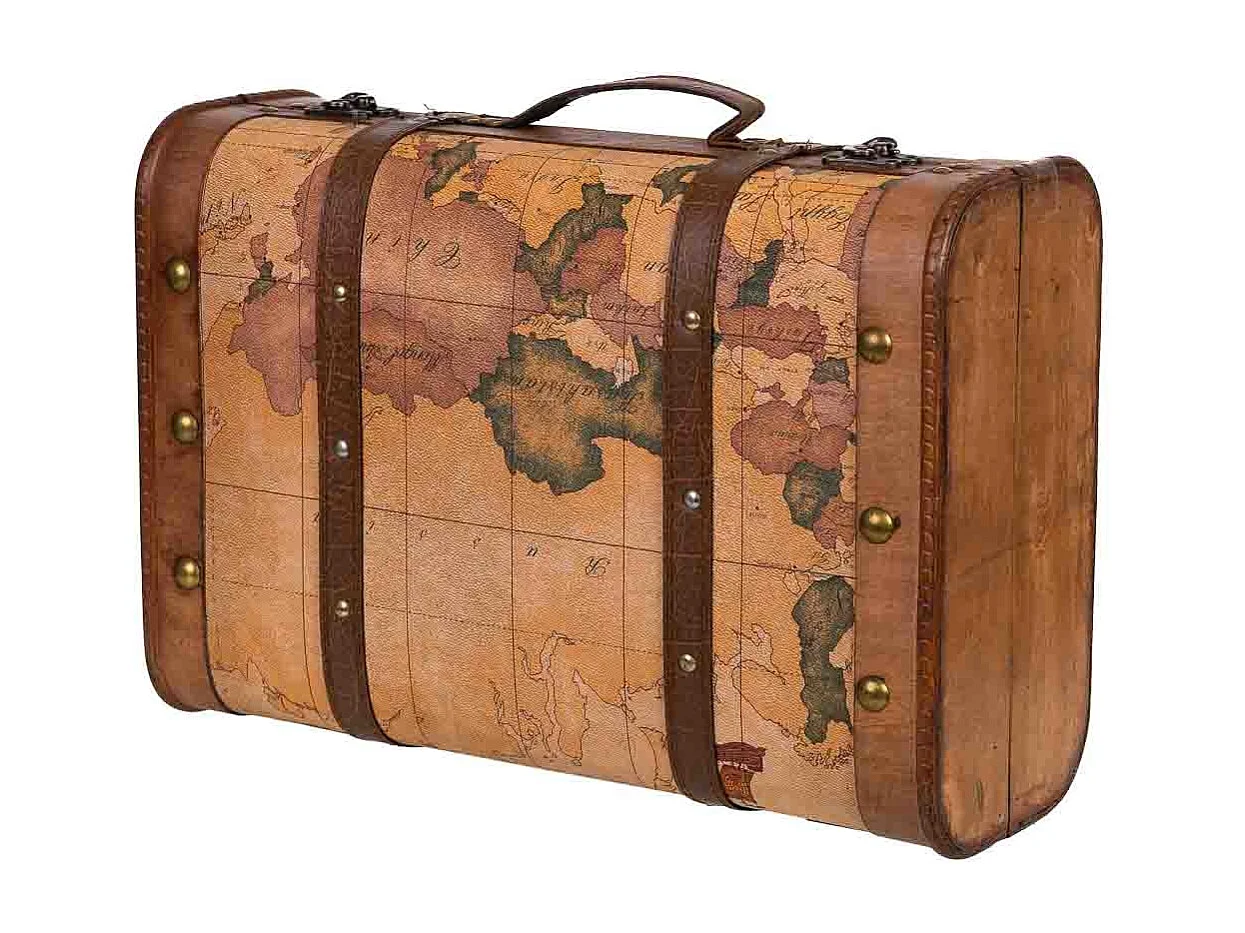 Maleta de madera marrón 43x30x17h cm