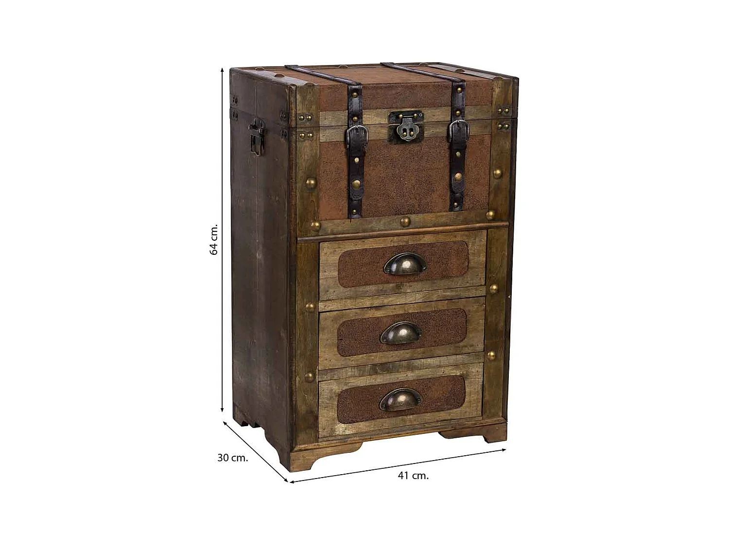 Coffre en bois marron 41x30x64h cm