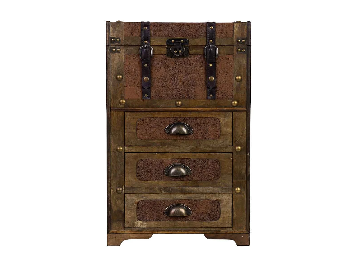 Baú de madeira castanha 41x30x64 cm