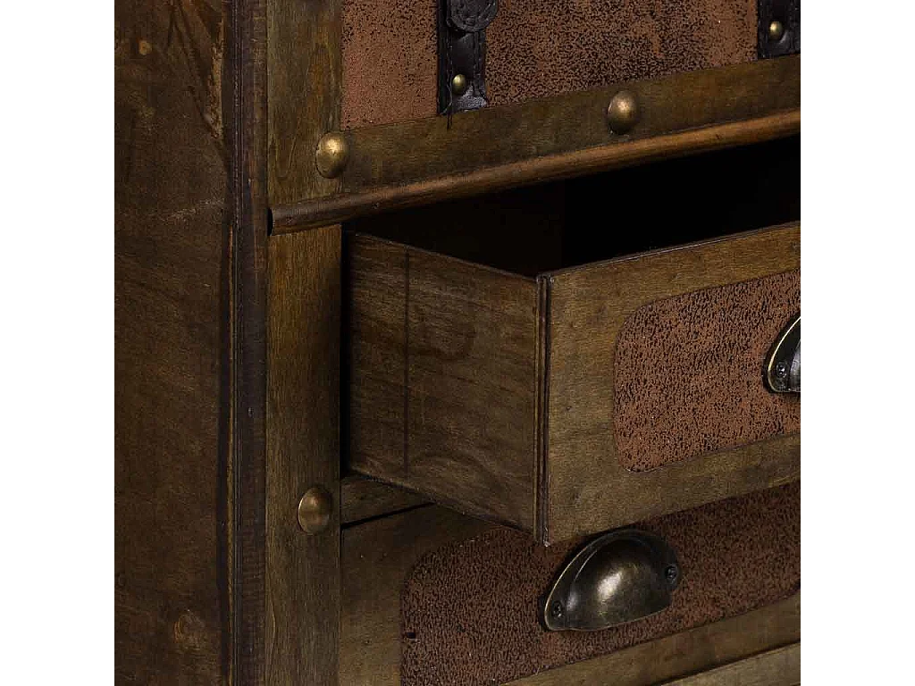 Baú de madeira castanha 41x30x64 cm