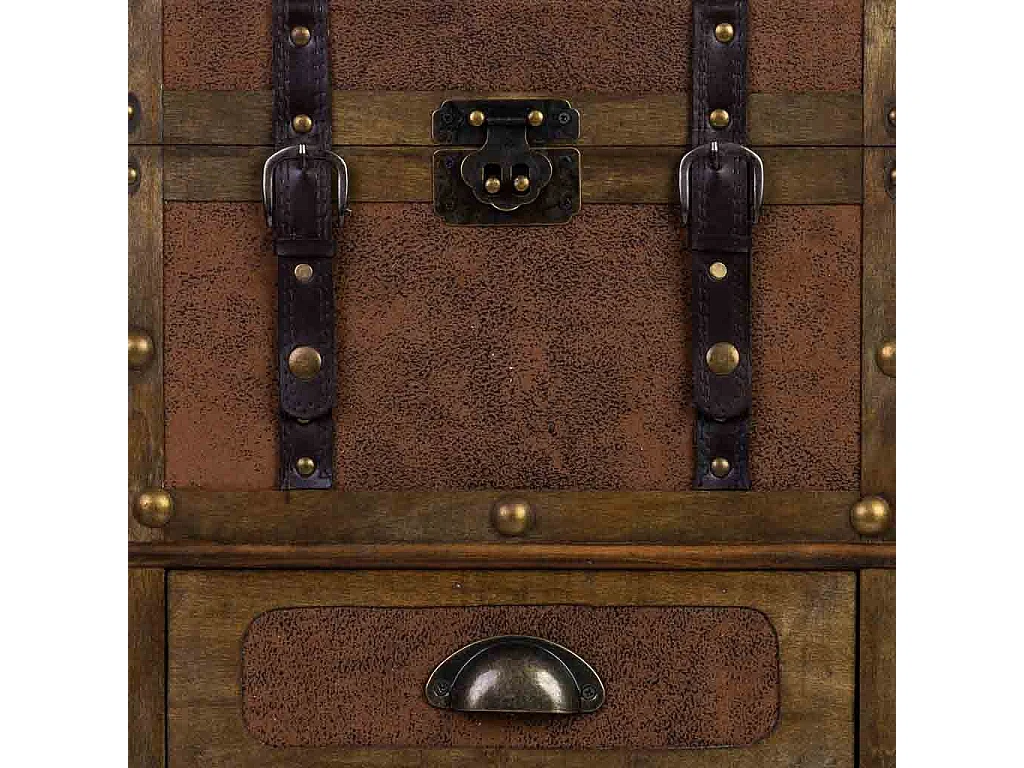 Baú de madeira castanha 41x30x64 cm