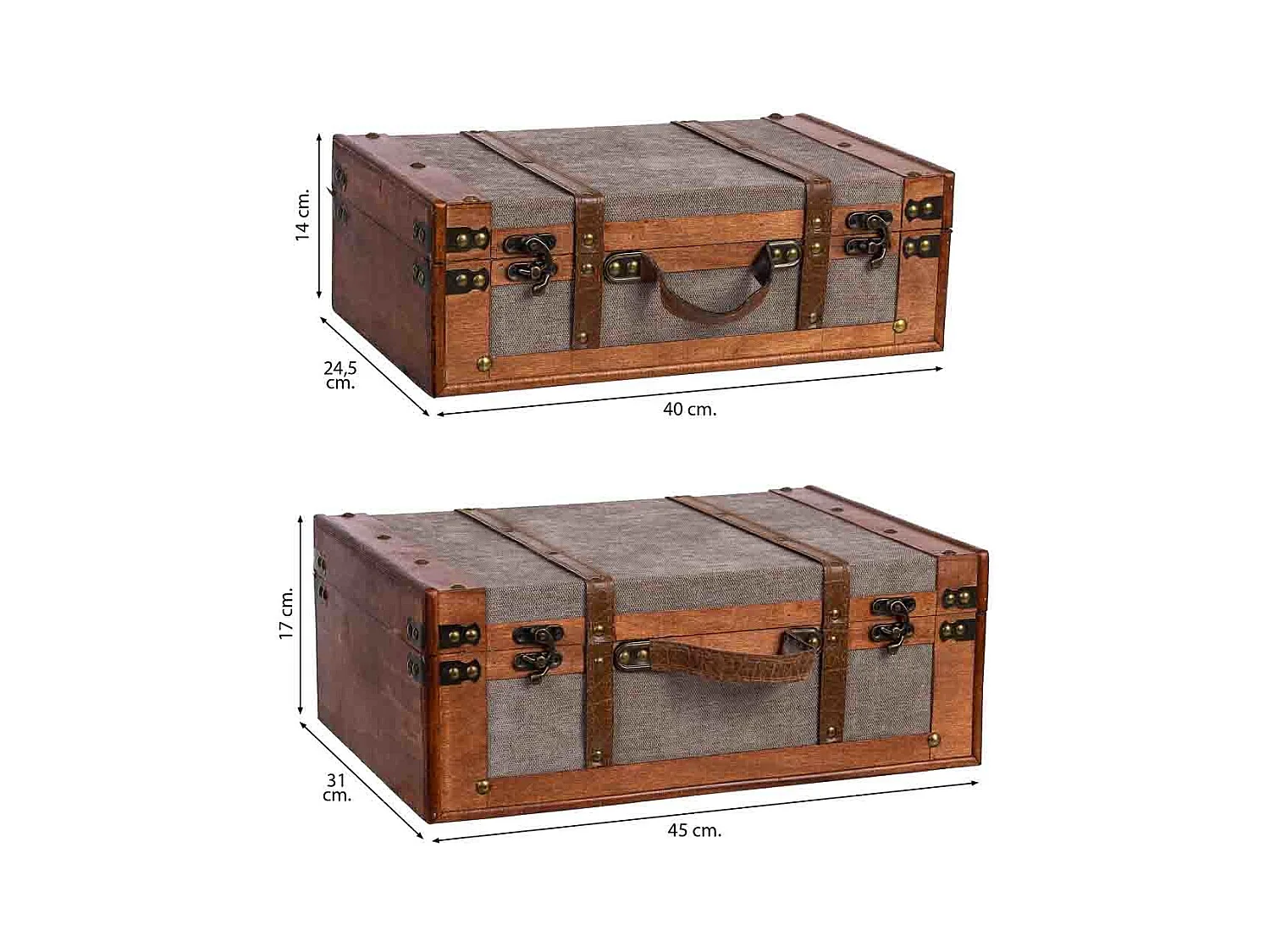 Mala de madeira castanha 45x31x17/40