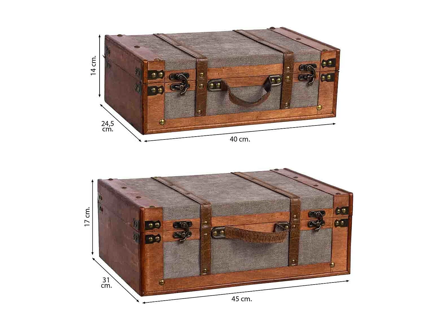 Maleta de madera marrón 45x31x17/40