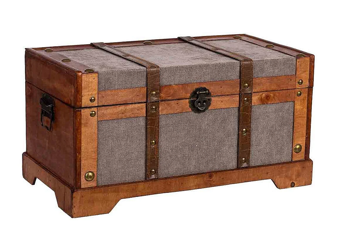 Baú de madeira castanho 43x23x22