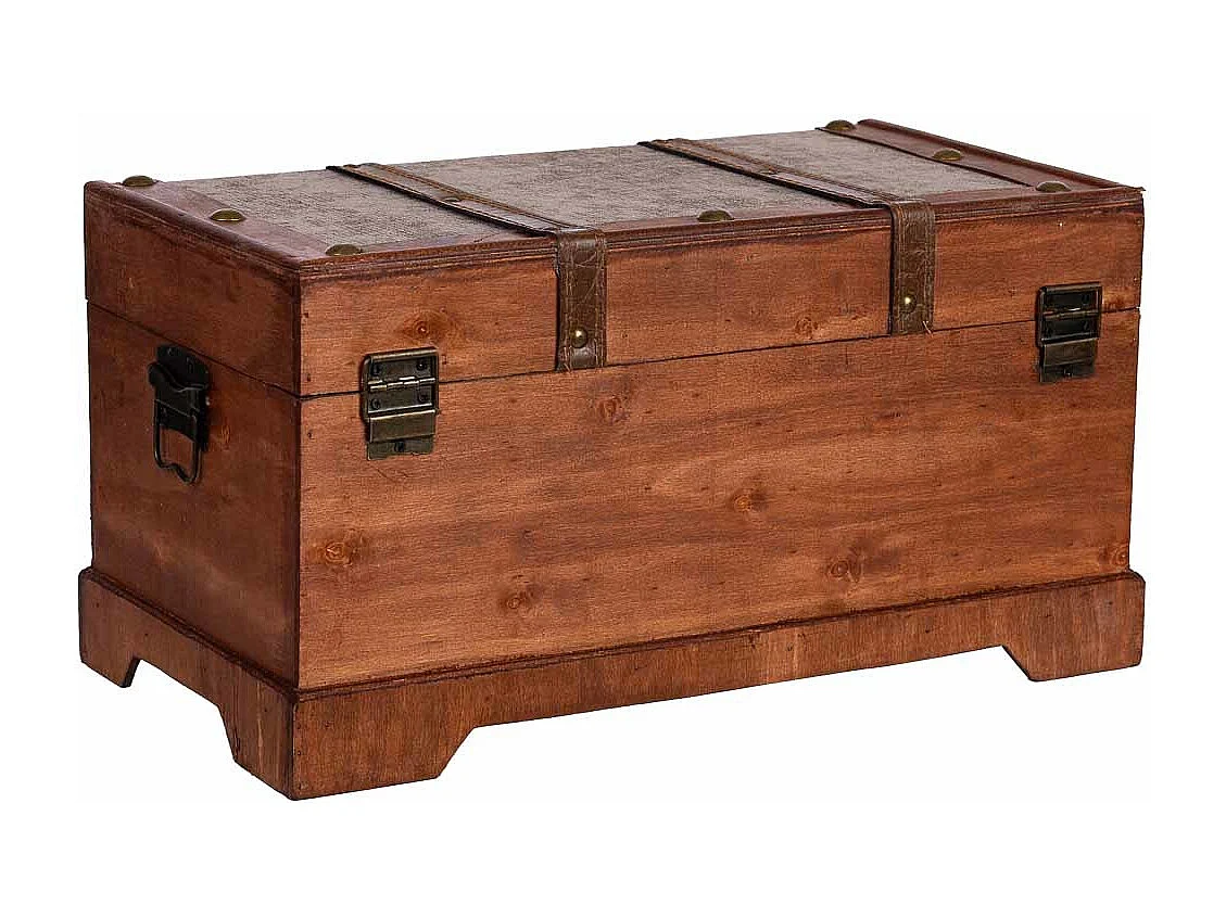 Baú de madeira castanho 43x23x22