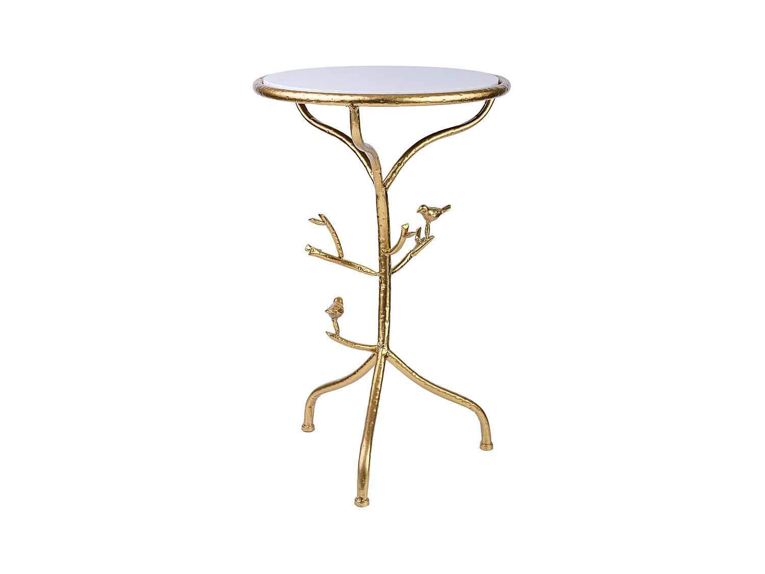 Mesa de apoio em metal com tampo em mármore D38x60h cm