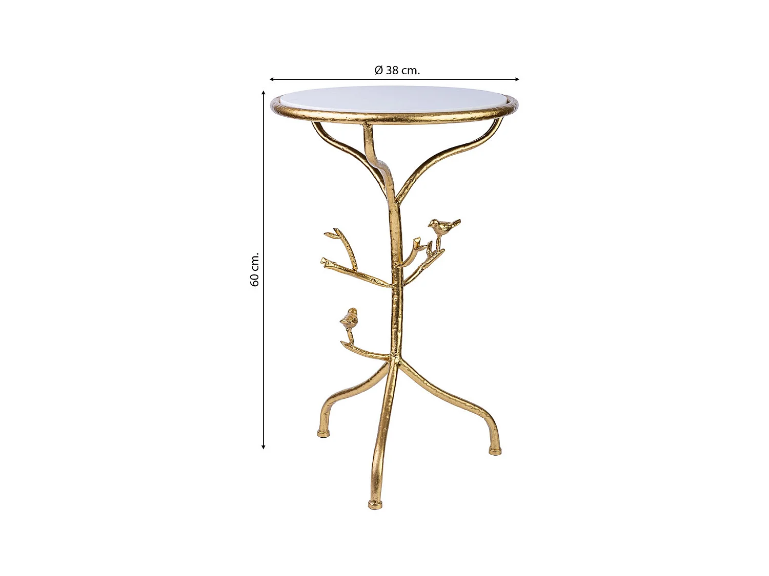 Mesa de apoio em metal com tampo em mármore D38x60h cm