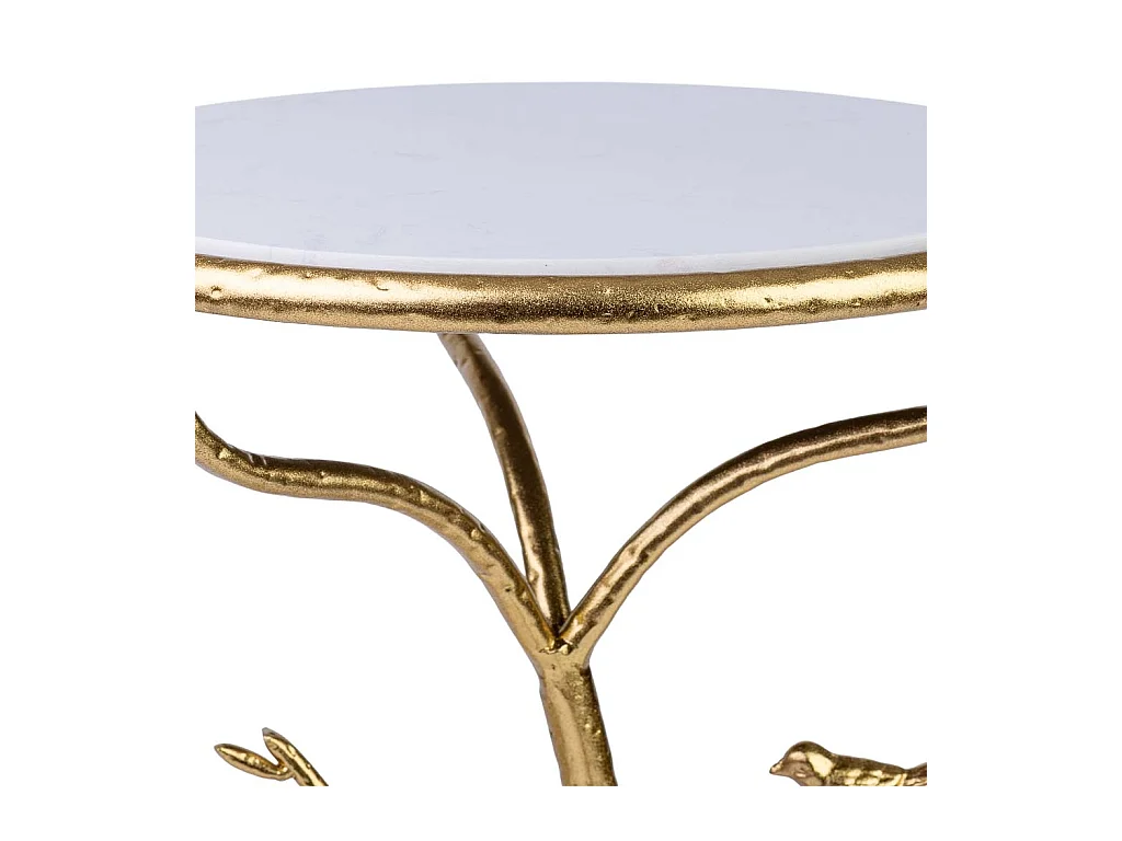 Mesa de apoio em metal com tampo em mármore D38x60h cm