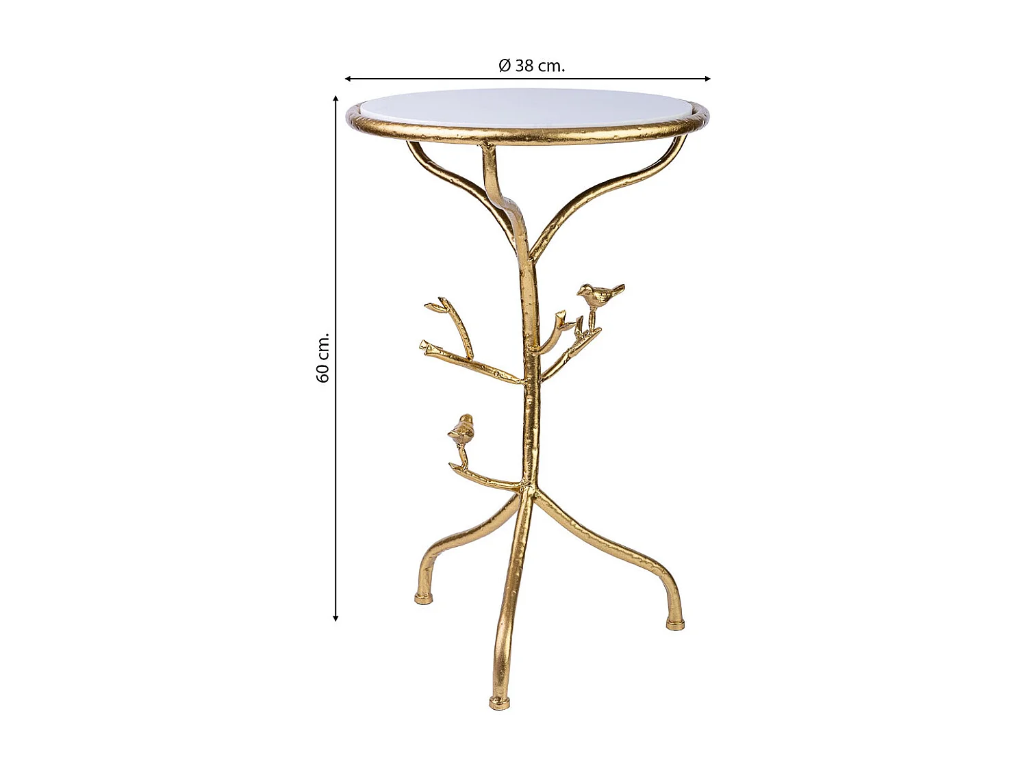 Table d'appoint en métal avec plateau en marbre D38x60h cm