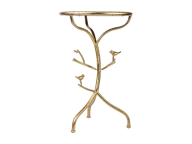 Mesa de apoio em metal com tampo em mármore D38x60h cm