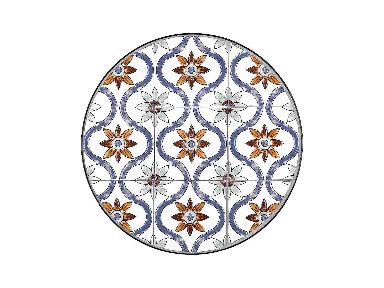 Conjunto de 3 peças de mosaico e suporte em ferro forjado preto D30x68h-D25x57h-D20x51h cm