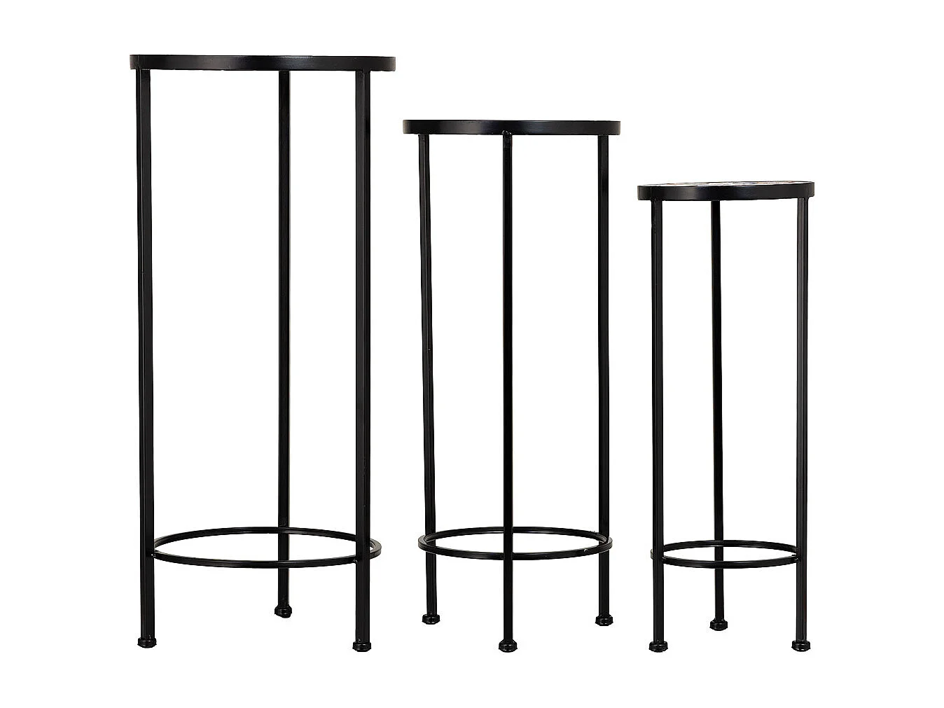 3-teiliges Mosaik- und Schmiedeeisen-Halterungsset Weiß D30x68h-D25x57