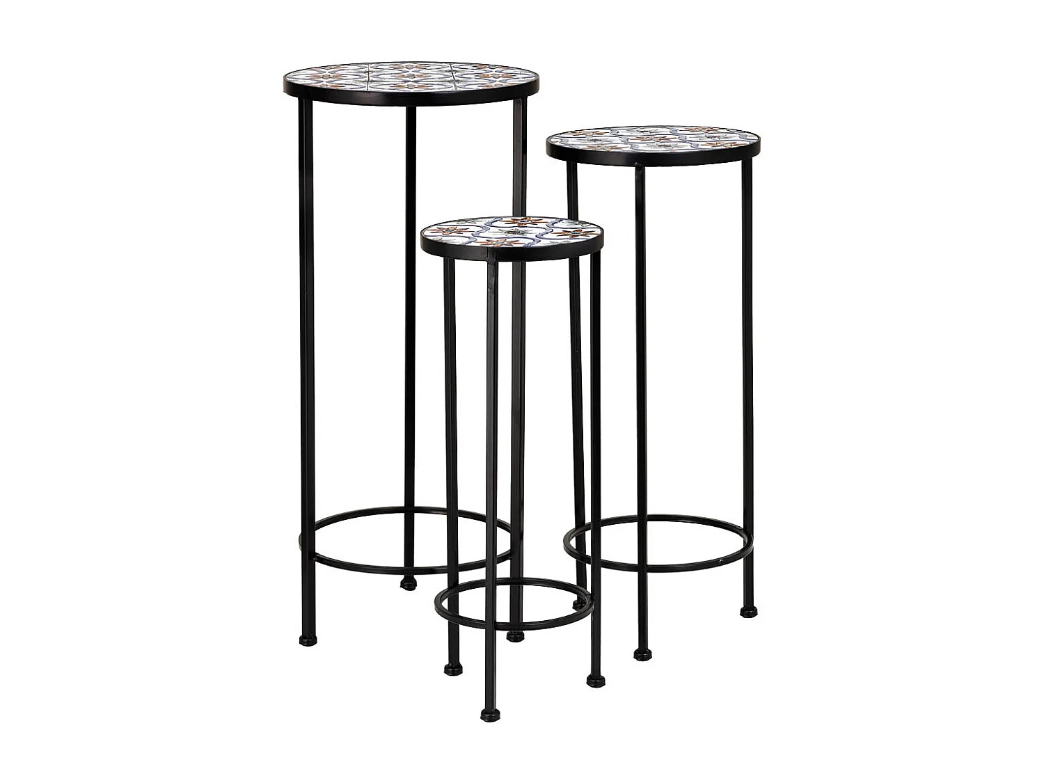 3-teiliges Mosaik- und Schmiedeeisen-Halterungsset Weiß D30x68h-D25x57