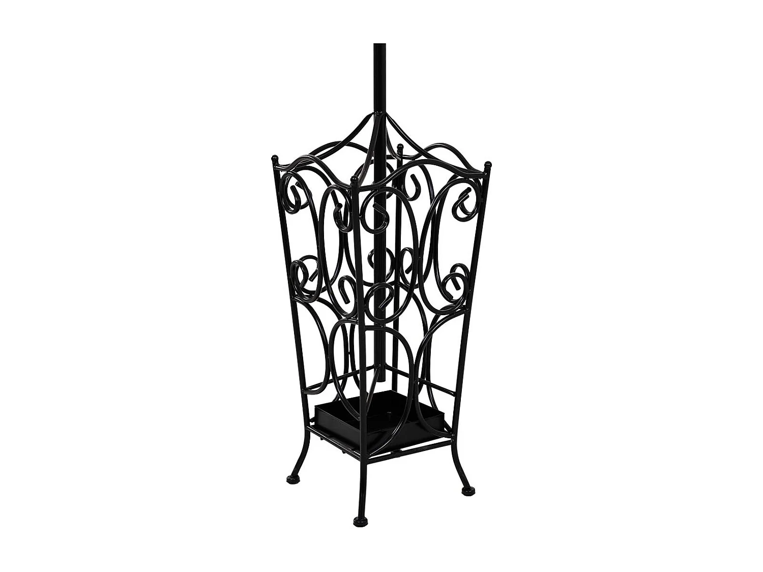 Cabide em metal com 4 ganchos 35x35x181h cm.