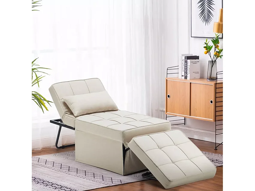 Pouf cama plegable en tejido Sweet Relax - Beige