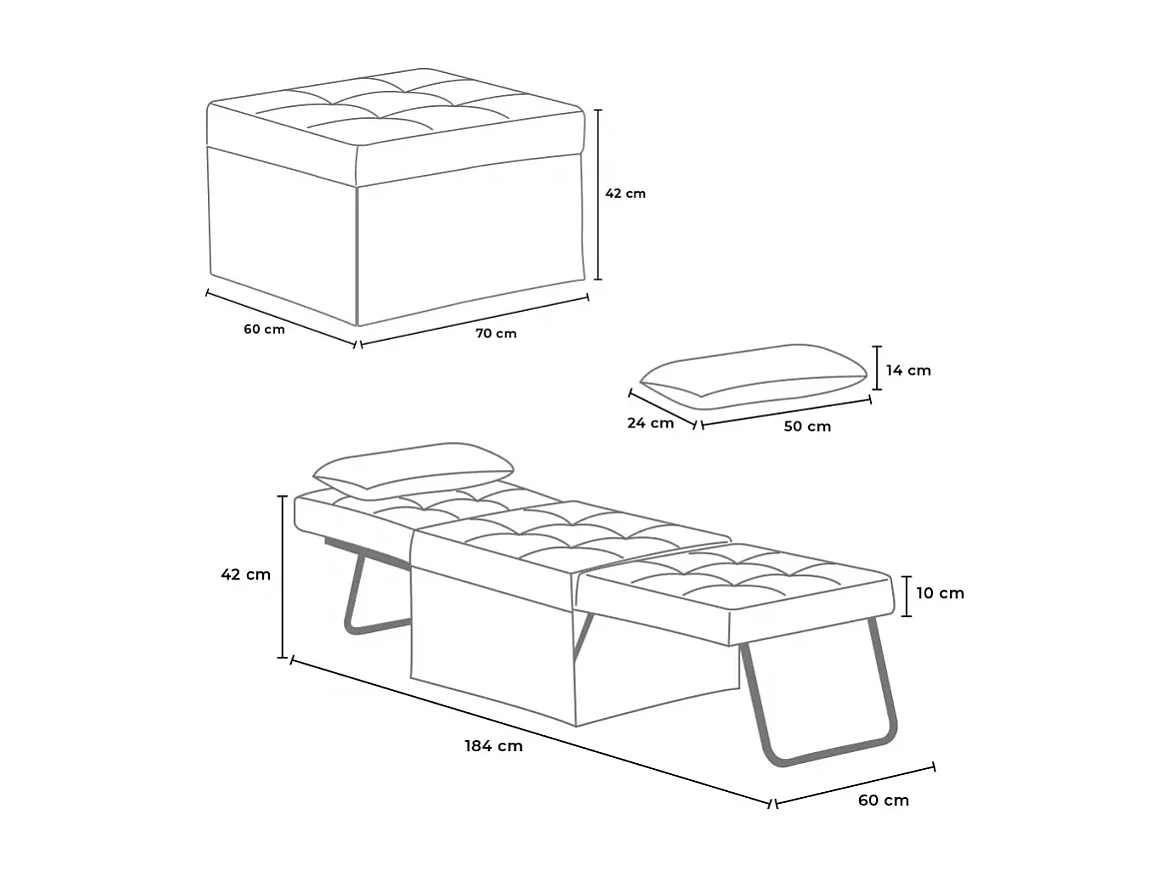 Pouf cama plegable en tejido Sweet Relax - Beige