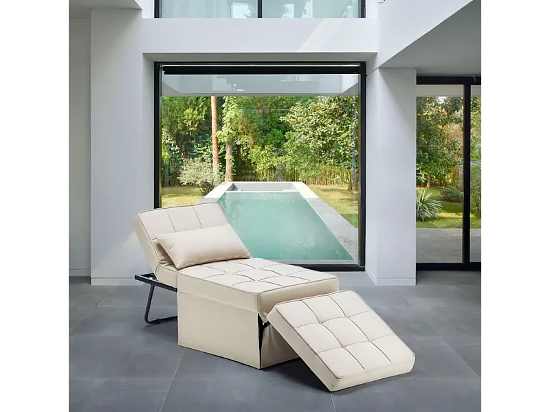 Pouf cama plegable en tejido Sweet Relax - Beige