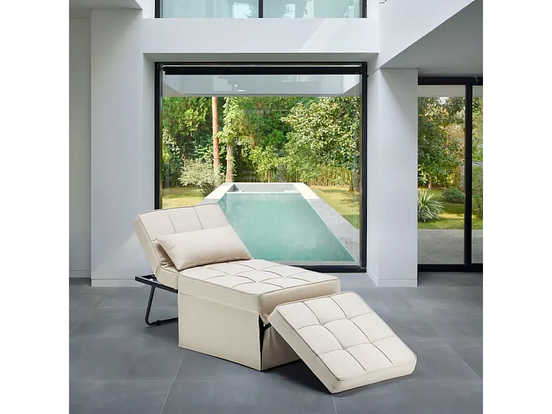 Sweet Relax Stoff Pouf Klappsessel Bett - Beige