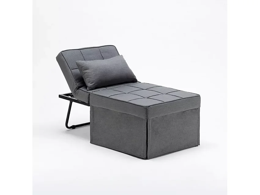 Pouf cama plegable en tejido Sweet Relax - Gris Oscuro