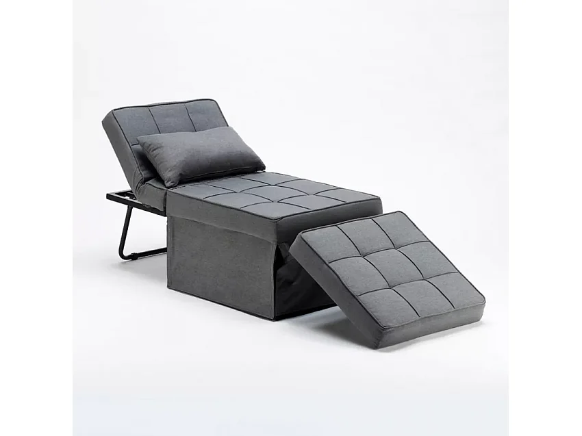 Pouf cama plegable en tejido Sweet Relax - Gris Oscuro