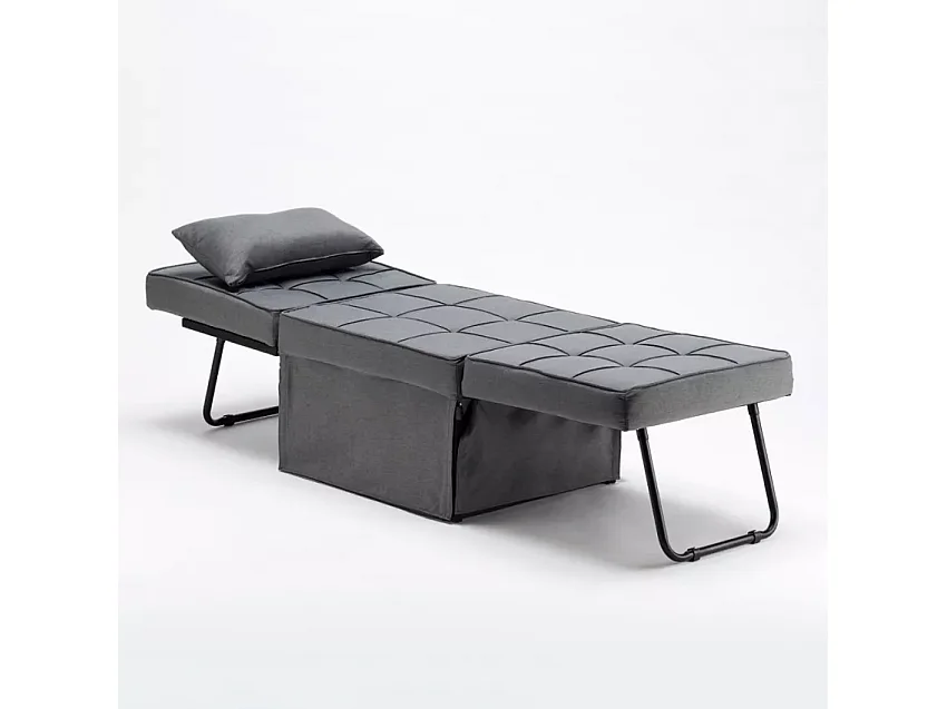 Pouf cama plegable en tejido Sweet Relax - Gris Oscuro