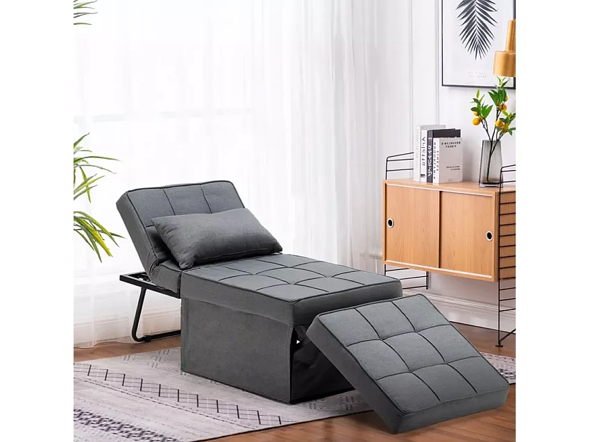 Pouf cama plegable en tejido Sweet Relax - Gris Oscuro