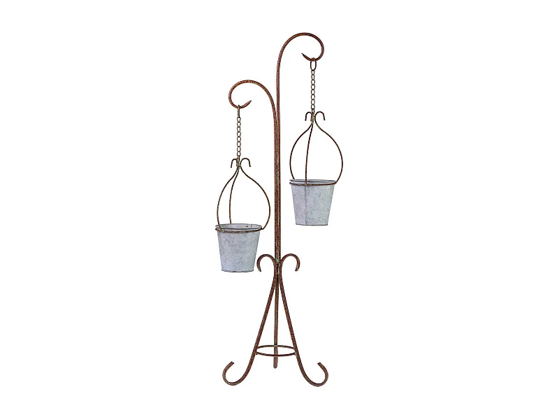 Support de pot de fleurs en métal pour 2 pots cuivre 27,94x24,13x92,71