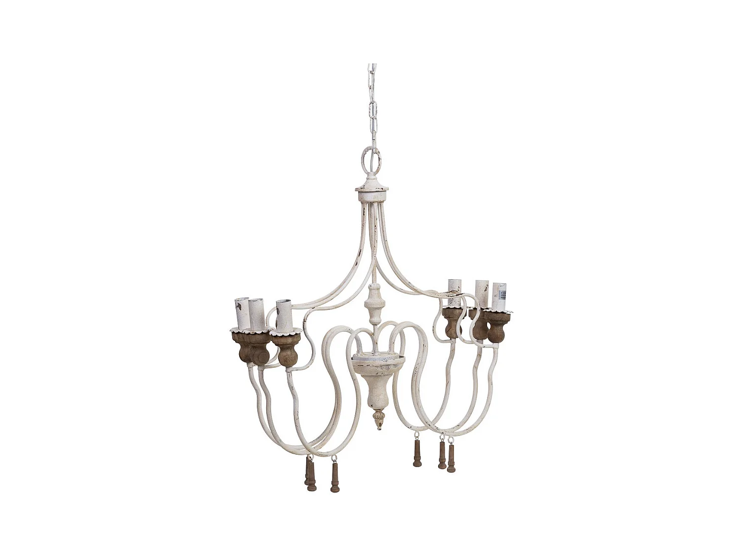 Lámpara de techo de madera y metal envejecido blanco 68x60x64h cm