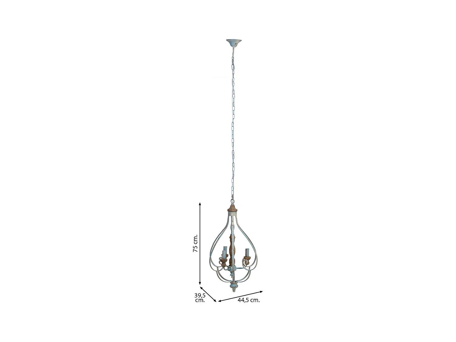 Candeeiro de teto em madeira e metal cinzento 44,5X39,5X75h cm