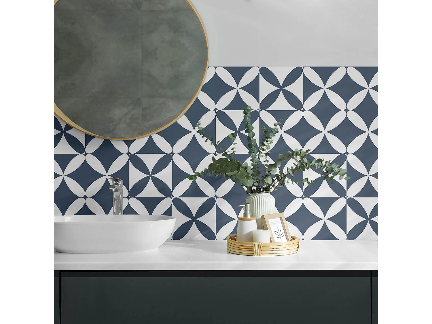 PVC wandpaneel, Vinyl wandverkleidung selbstklebend- 120x60 cm - Geometrisches Blumenmuster