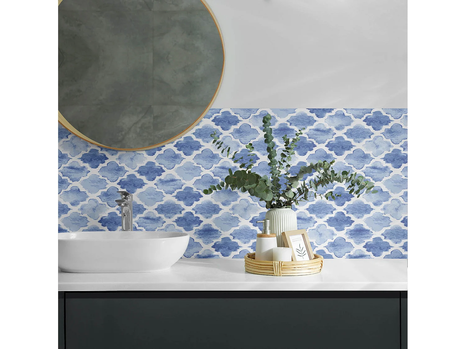 Panneaux muraux autocollants en vinyle imperméable - 100x50 cm - Modèle de style marocain