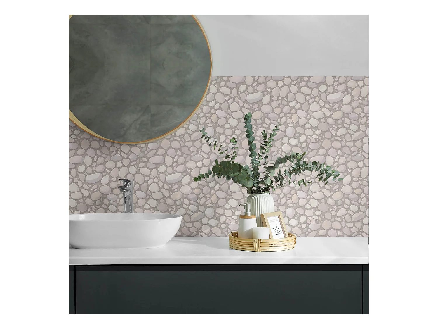 PVC wandpaneel, Vinyl wandverkleidung selbstklebend- 120x60 cm - Natursteinmuster