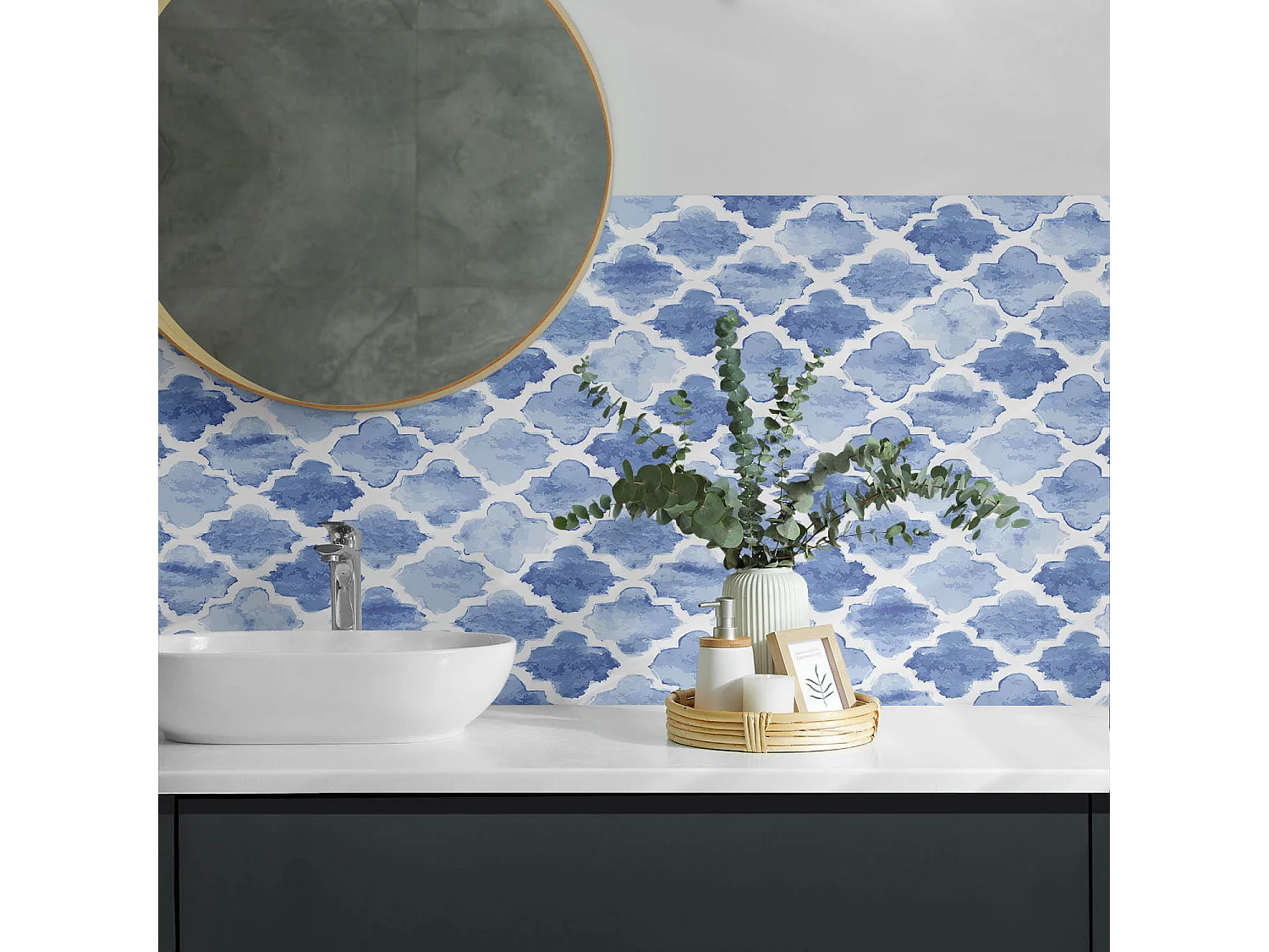 Panneaux muraux autocollants en vinyle imperméable - 120x60 cm - Modèle de style marocain