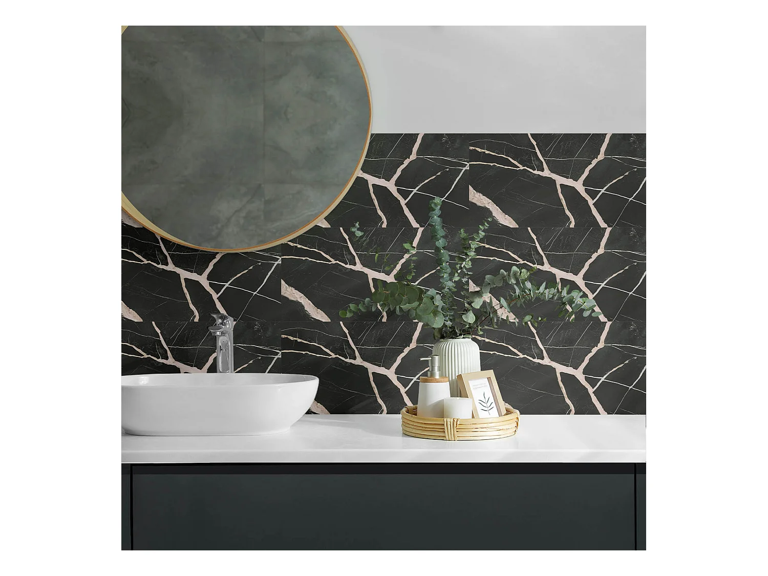 Wandpaneel selbstklebend, Wandverkleidung innen - 10x40x20 cm - Elegantes Marmormuster