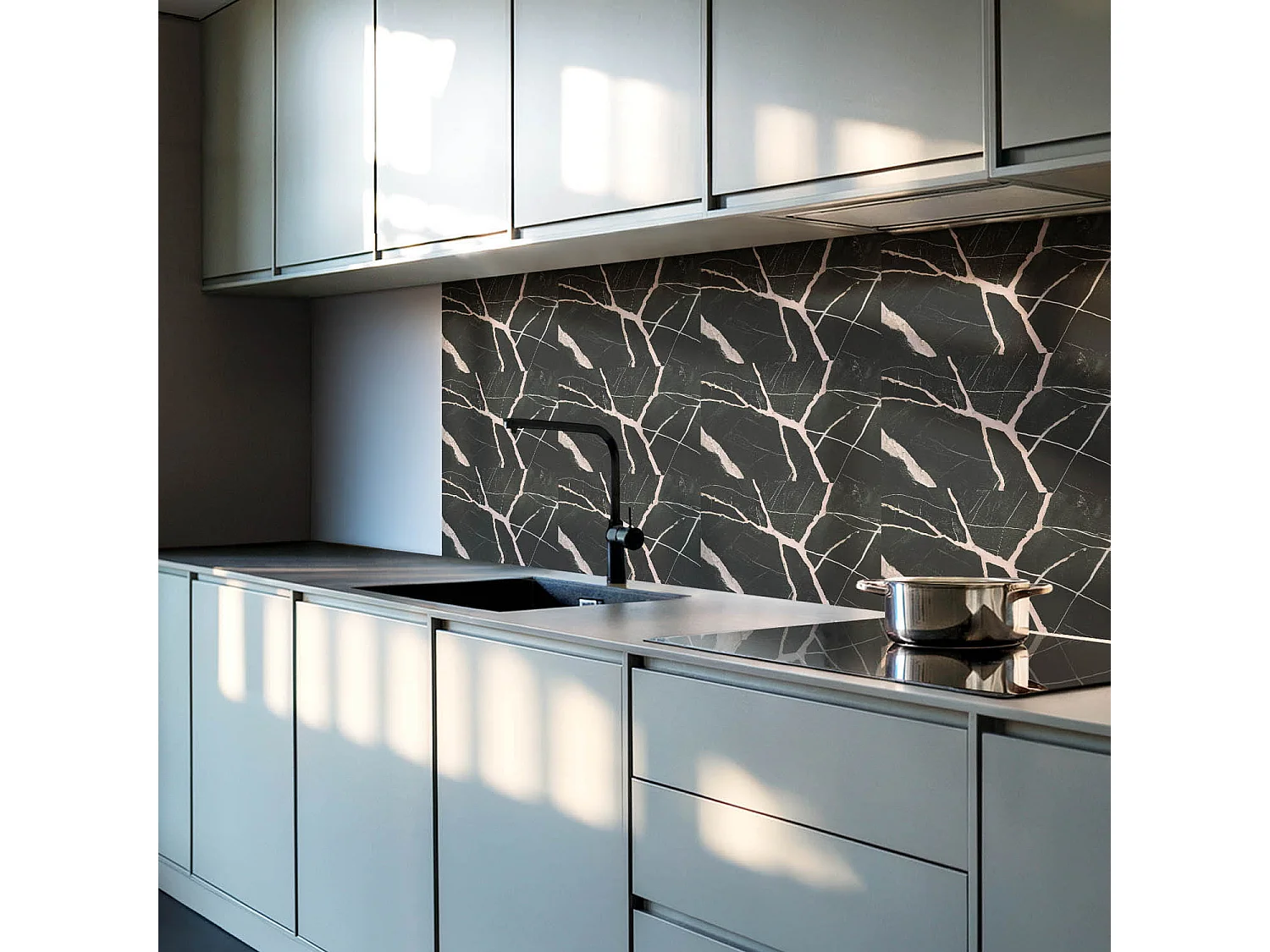 Panneaux muraux autocollants en vinyle imperméable - 10x40x20 cm - Modèle de marbre élégant