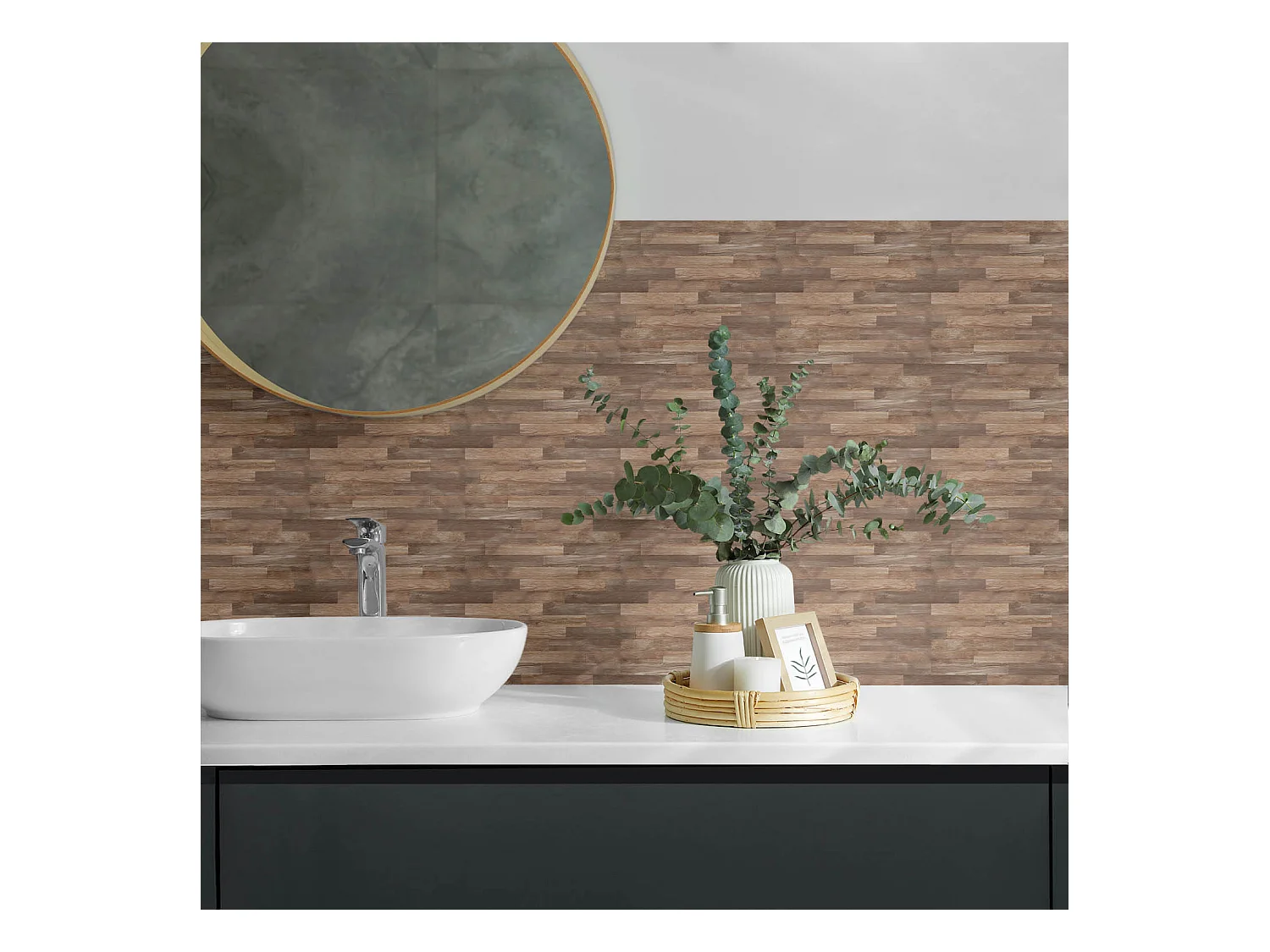 Wandpaneel selbstklebend, Wandverkleidung innen - 10x40x20 cm - Dielenmuster