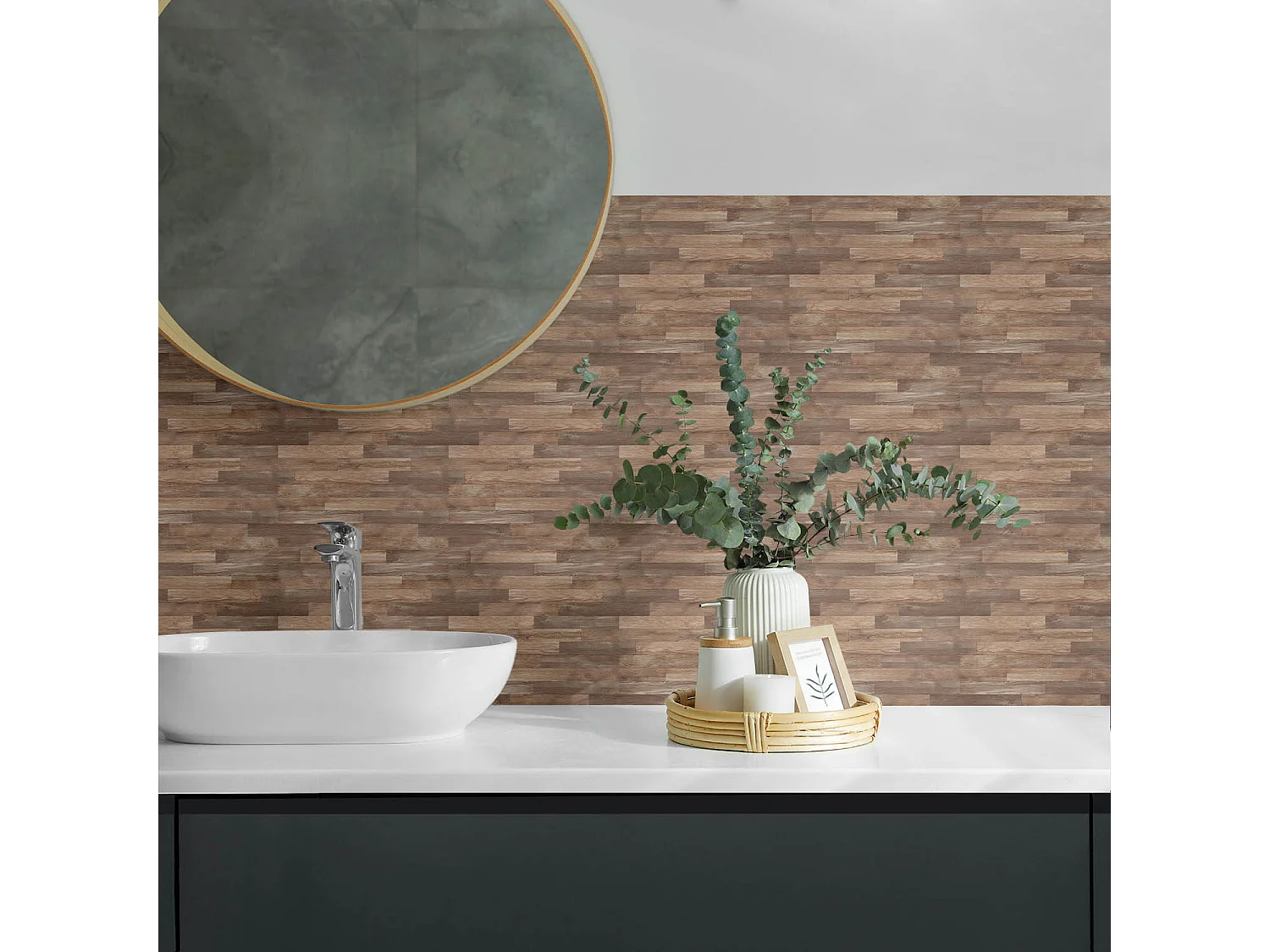 Panneaux muraux autocollants en vinyle imperméable - 10x40x20 cm - Modèle de plancher