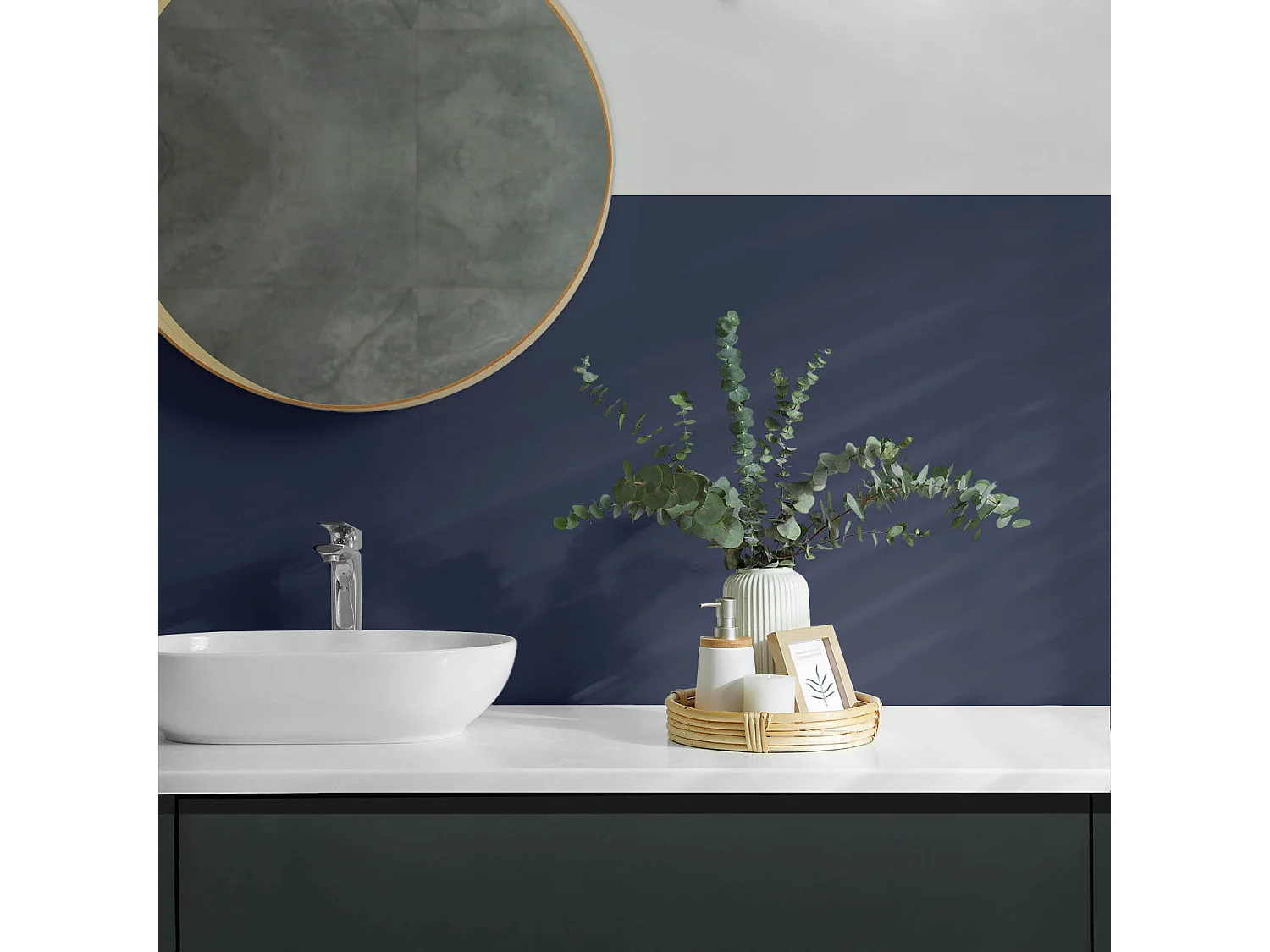 Panneaux muraux autocollants en vinyle imperméable - 120x60 cm - Couleur bleu marine foncé