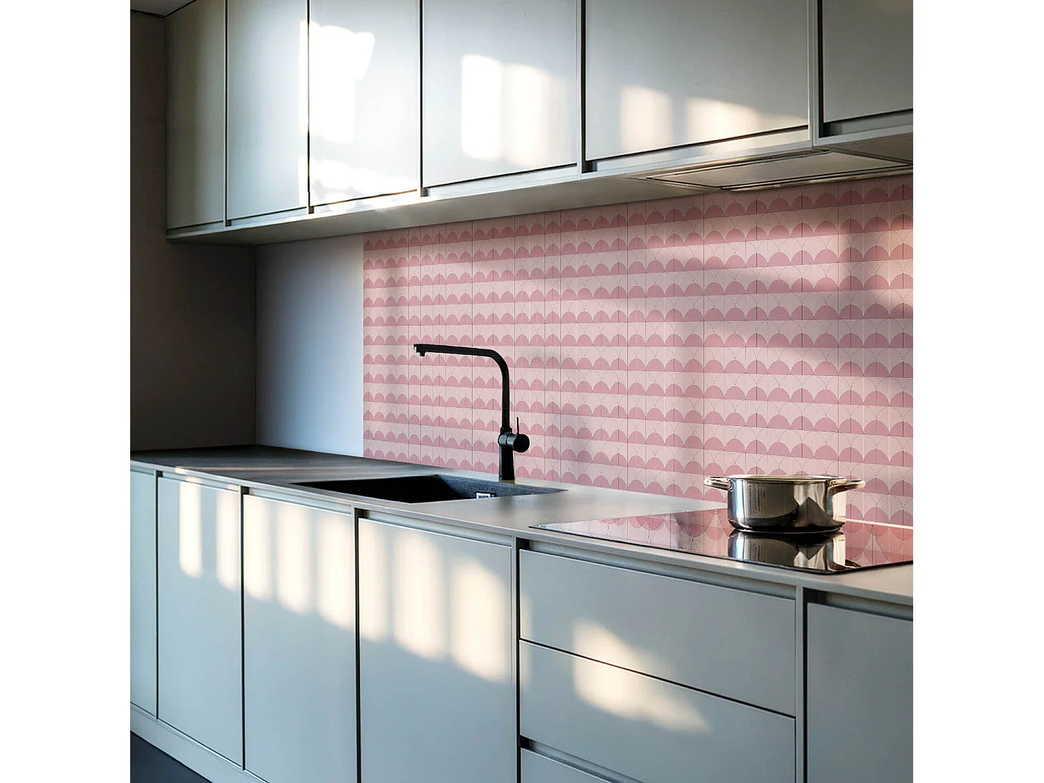 Wandpaneel selbstklebend, Wandverkleidung innen - 10x40x20 cm - Geometrische Halbkreise in einer Anordnung